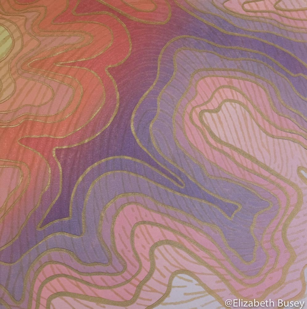 linocut topography warm colors
